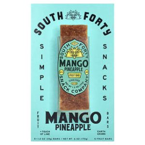 South Forty Snack Company, Fruit Bars, Mango Pineapple + Touch of Lime, 5 Bars, 1.2 oz (35 g) Each