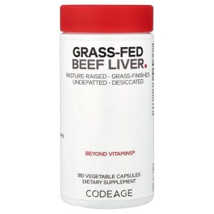 Codeage, Grass-Fed Beef Liver, 180 Vegetable Capsules (500 mg per Capsule)