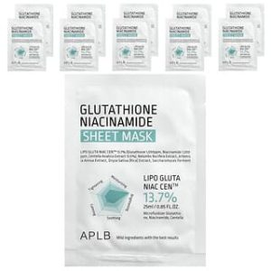 APLB, Glutathione Niacinamide Beauty Sheet Mask, 10 Sheets, 0.85 fl oz (25 ml) Each