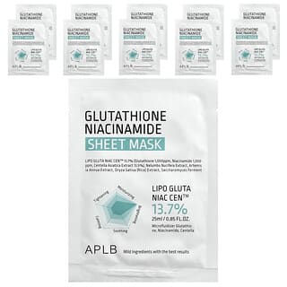 APLB, Glutathione Niacinamide Beauty Sheet Mask, 10 Sheets, 0.85 fl oz (25 ml) Each