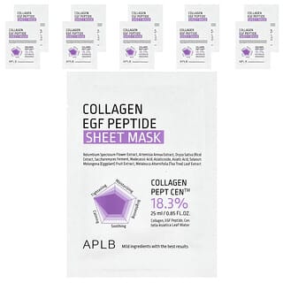 APLB, Collagen EGF Peptide Beauty Sheet Mask, 10 Sheets, 0.85 fl oz (25 ml)