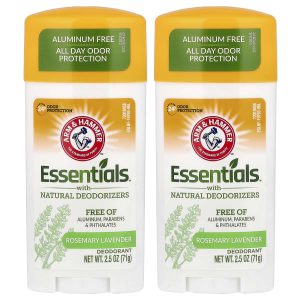 Arm & Hammer, Essentials™ with Natural Deodorizers, Deodorant, Rosemary Lavender, 2 Pack, 2.5 oz (71 g) Each