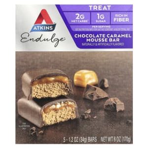 Atkins, Endulge™, Chocolate Caramel Mousse Bar, 5 Bars, 1.2 oz (34 g) Each