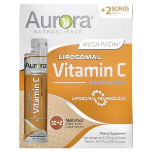 Aurora Nutrascience, Mega-Pack+®, Liposomal Vitamin C, 32 Packs, 0.68 fl oz (20 ml) Each