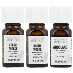 Aura Cacia, A Walk In The Woods Kit, Pure Essential Oil Blends, 3 Bottles, 0.25 fl oz (7.4 ml) Each