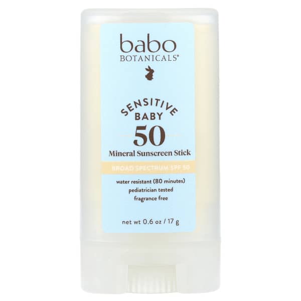 Babo Botanicals, Sensitive Baby, Mineral Sunscreen Stick, SPF 50, Fragrance Free, 0.6 oz (17 g)