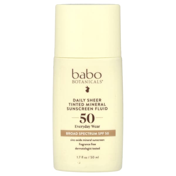 Babo Botanicals, Daily Sheer Tinted Mineral Sunscreen Fluid, SPF 50, Fragrance Free, 1.7 fl oz (50 ml)