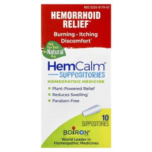 Boiron, HemCalm® Suppositories, Hemorrhoid Relief, 10 Suppositories