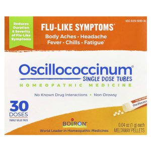 Boiron, Oscillococcinum, Single Dose Tubes, Flu-Like Symptoms, Ages 2+, 30 Meltaway Pellets , 0.04 oz (1 g) Each
