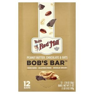 Bob's Red Mill, Bob's Bar™, Peanut Butter, Chocolate & Oats, 12 Bars, 1.76 oz (50 g) Each