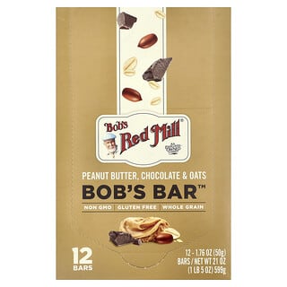 Bob's Red Mill, Bob's Bar™, Peanut Butter, Chocolate & Oats, 12 Bars, 1.76 oz (50 g) Each