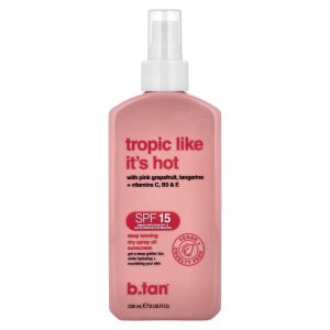 b.tan, Tropic Like It's Hot, Deep Tanning Dry Spray Oil Sunscreen, SPF 15, 8 fl oz (236 ml)