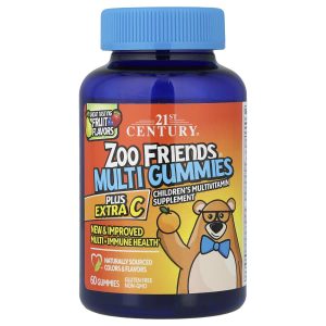 21st Century, Zoo Friends® Multi Gummies, Plus Extra C, Great Tasting Fruit, 60 Gummies