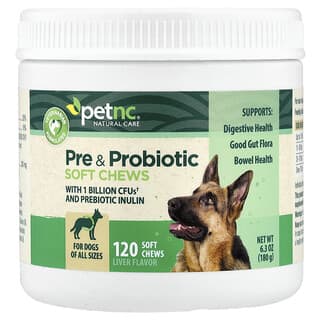 petnc NATURAL CARE, Pre & Probiotic Soft Chews, For Dogs, All Sizes, Liver, 120 Soft Chews, 6.3 oz (180 g)