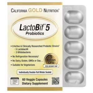 California Gold Nutrition, LactoBif® 5 Probiotics, 5 Billion CFU, 60 Veggie Capsules