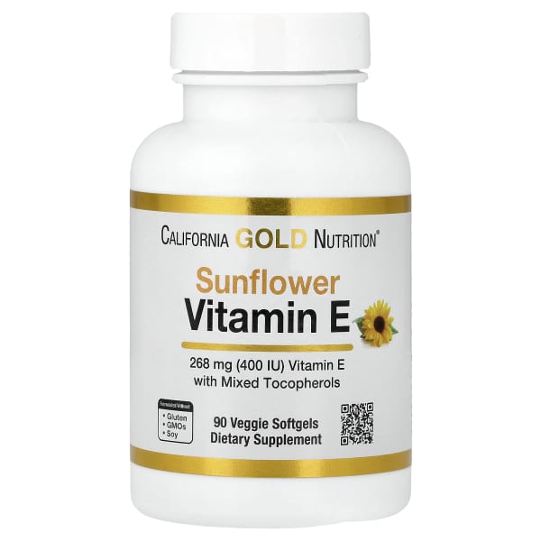 California Gold Nutrition, Sunflower Vitamin E with Mixed Tocopherols, 400 IU, 90 Veggie Softgels