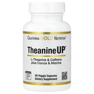California Gold Nutrition, TheanineUP®, L-Theanine & Caffeine Plus Cocoa and Matcha, 60 Veggie Capsules