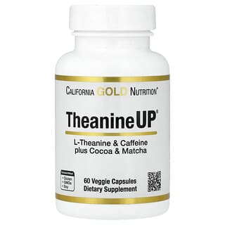 California Gold Nutrition, TheanineUP®, L-Theanine & Caffeine Plus Cocoa and Matcha, 60 Veggie Capsules
