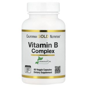 California Gold Nutrition, Vitamin B Complex with Folate, Biotin, Pantothenic Acid, and Vitamin B6, 60 Veggie Capsules
