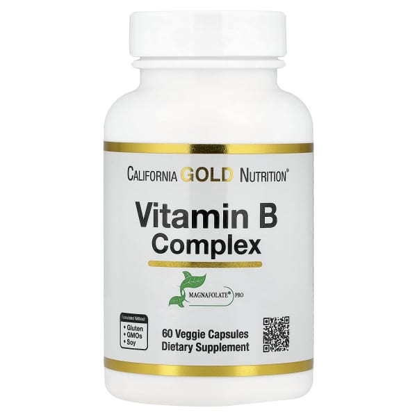 California Gold Nutrition, Vitamin B Complex with Folate, Biotin, Pantothenic Acid, and Vitamin B6, 60 Veggie Capsules