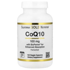 California Gold Nutrition, CoQ10, Ubiquinone USP with BioPerine® Black Pepper Extract, Enhanced Bioavailability, 150 Veggie Capsules