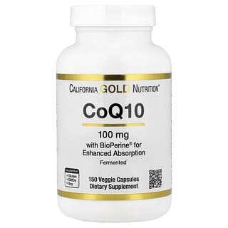 California Gold Nutrition, CoQ10, Ubiquinone USP with BioPerine® Black Pepper Extract, Enhanced Bioavailability, 150 Veggie Capsules