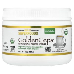 California Gold Nutrition, Superfoods, GoldenCeps®, Organic Turmeric with Ashwagandha, Cordyceps, and Reishi, 4 oz (114 g)