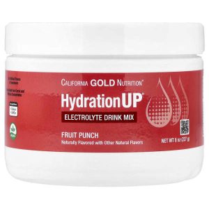 California Gold Nutrition, HydrationUP®, Electrolyte Drink Mix with Calcium, Potassium, Vitamin C, and Vitamin E, Fruit Punch, 8 oz (227 g)