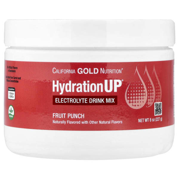 California Gold Nutrition, HydrationUP®, Electrolyte Drink Mix with Calcium, Potassium, Vitamin C, and Vitamin E, Fruit Punch, 8 oz (227 g)
