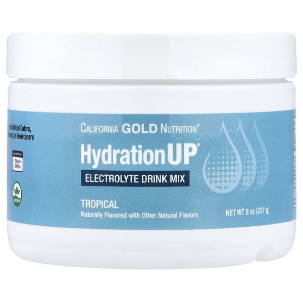 California Gold Nutrition, HydrationUP®, Electrolyte Drink Mix with Calcium, Potassium, Vitamin C, and Vitamin E, Tropical, 8 oz (227 g)