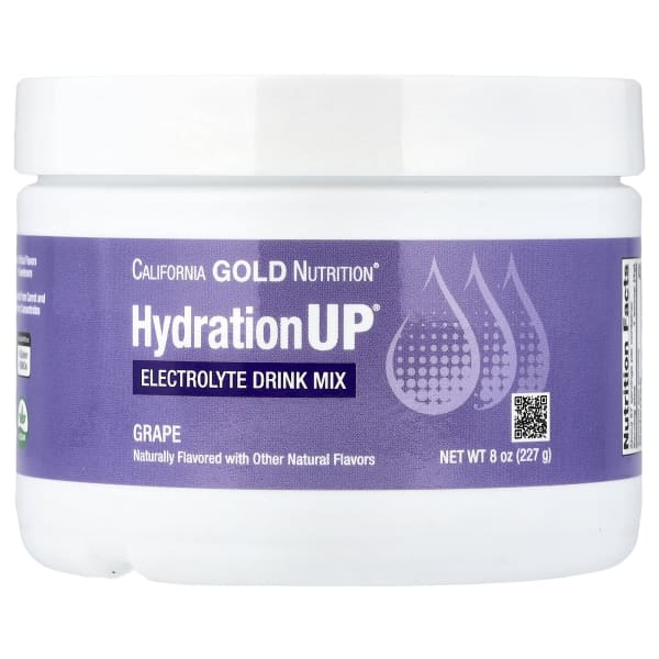 California Gold Nutrition, HydrationUP®, Electrolyte Drink Mix with Calcium, Potassium, Vitamin C, and Vitamin E, Grape, 8 oz (227 g)