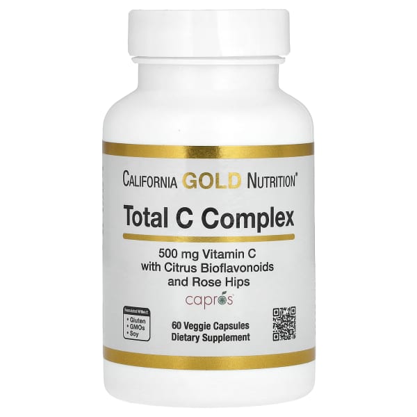 California Gold Nutrition, Total C Complex with Ascorbic Acid, Amla Extract, Citrus Bioflavonoids & Rose Hip Extract, 500 mg, 60 Veggie Capsules