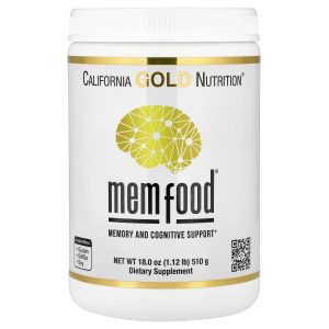 California Gold Nutrition, MEM Food®, Memory & Cognitive Support with MEM Blend, L-Serine, Organic Lion's Mane and Blueberry Juice Powder, 1.12 lb (510 g)