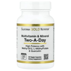 California Gold Nutrition, Multivitamin & Mineral, Two-A-Day, 60 Veggie Capsules