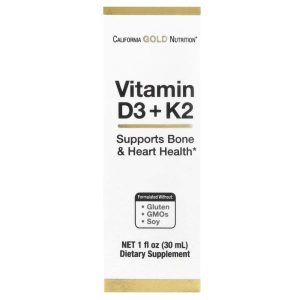 California Gold Nutrition, Vitamin D3 + K2 as MK4, 25 mcg (1,000 IU), 1 fl oz (30 ml)