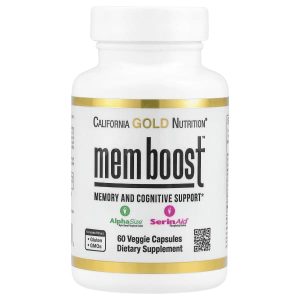 California Gold Nutrition, MEM Boost™, Memory & Cognitive Support with Alpha-GPC, Lion's Mane Extract, Coffee Fruit Extract and Phosphatidylserine, 60 Veggie Capsules