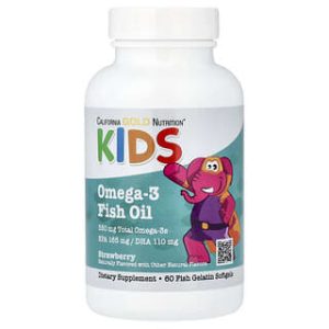 California Gold Nutrition, Kid’s Omega-3 Fish Oil, Natural Strawberry, 60 Fish Gelatin Softgels