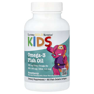 California Gold Nutrition, Kid’s Omega-3 Fish Oil, Natural Strawberry, 60 Fish Gelatin Softgels