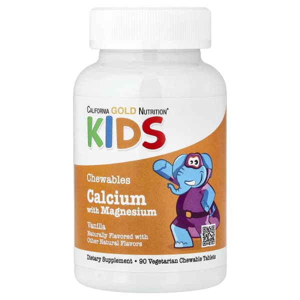 California Gold Nutrition, Chewable Calcium with Magnesium For Children, Vanilla, 90 Vegetarian Tablets