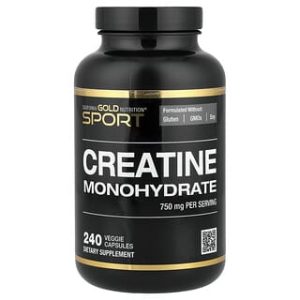 California Gold Nutrition, Sport, Pure Creatine Monohydrate, 750 mg, 240 Veggie Capsules
