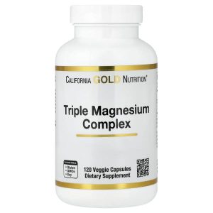 California Gold Nutrition, Triple Magnesium Complex, Malate, Citrate & Bisglycinate Chelate, 120 Veggie Capsules (105 mg per Capsule)