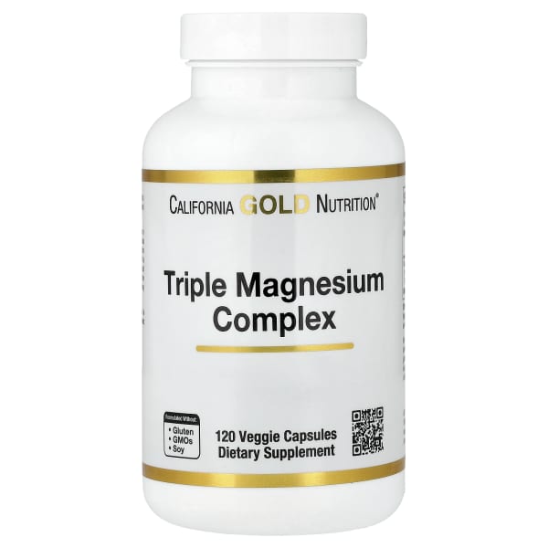 California Gold Nutrition, Triple Magnesium Complex, Malate, Citrate & Bisglycinate Chelate, 120 Veggie Capsules (105 mg per Capsule)