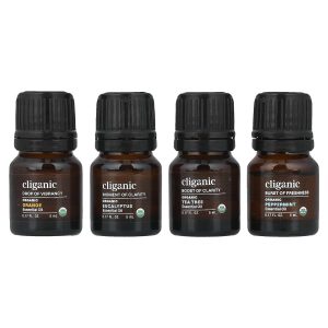 Cliganic, The Basics, Essential Oil Aromatherapy Set, 4 Piece Set