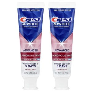 Crest, 3D White, Fluoride Anticavity Toothpaste, Advanced, Glamorous White, 2 Tubes, 3.3 oz (93 g) Each
