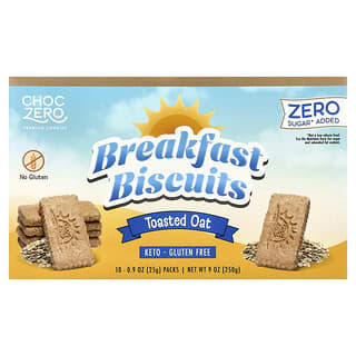 ChocZero, Premium Cookies, Breakfast Biscuits, Toasted Oat, 10 Packs (0.9 oz (25 g) Each
