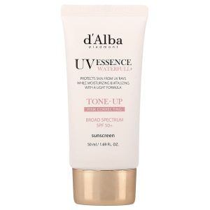 d'Alba, UV Essence Waterfull+ Sunscreen, Tone-Up Pink Correcting, SPF 50+, 1.69 fl oz (50 ml)