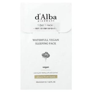 d'Alba, Waterfull Vegan Sleeping Pack, 12 Packs, 0.13 fl oz (4 ml) Each