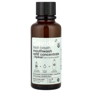 Davids, Fresh Breath Mouthwash Refill Concentrate, Natural Fresh Mint, 4 fl oz (118 ml)