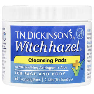 Dickinson Brands, T.N. Dickinson'sĀ® Witch HazelĀ® Cleansing Pads, Fragrance Free, 60 Cleansing Pads