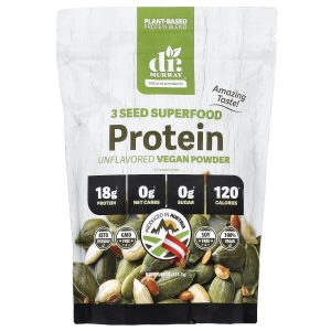 Dr. Murray's, 3 Seed Superfood Protein Vegan Powder, Unflavored, 16 oz (435.5 g)